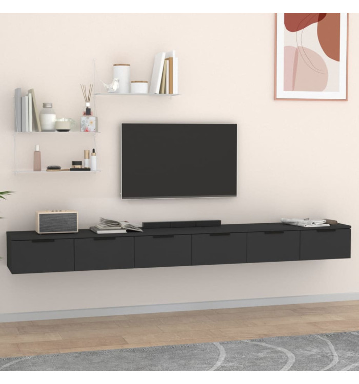 Armoires murales 2 pcs noir 102x30x20 cm bois d'ingénierie | Mobilier & Déco