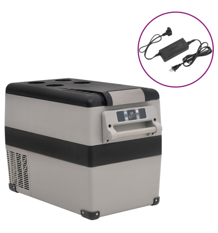 Glacière avec poignée et adaptateur noir et gris 35 L PP et PE | Mobilier & Déco
