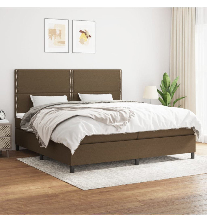 Sommier à lattes de lit avec matelas Marron foncé 200x200 cm | Mobilier & Déco