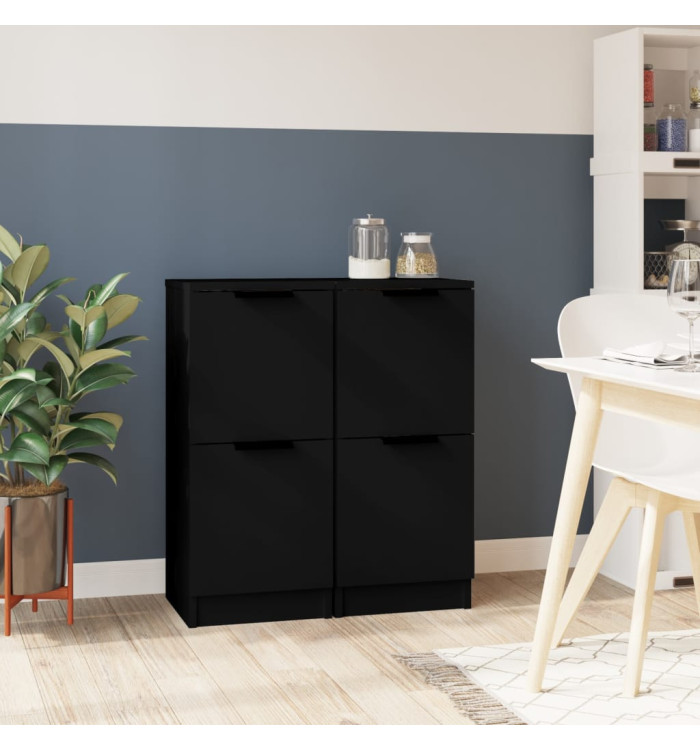 Buffets 2 pcs noir 30x30x70 cm bois d'ingénierie | Mobilier & Déco