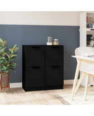 Buffets 2 pcs noir 30x30x70 cm bois d'ingénierie | Mobilier & Déco