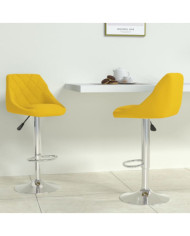 Tabourets de bar lot de 2 jaune moutarde velours | Mobilier & Déco