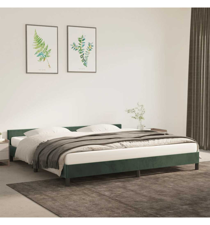 Cadre de lit sans matelas vert foncé 200x200 cm velours | Mobilier & Déco
