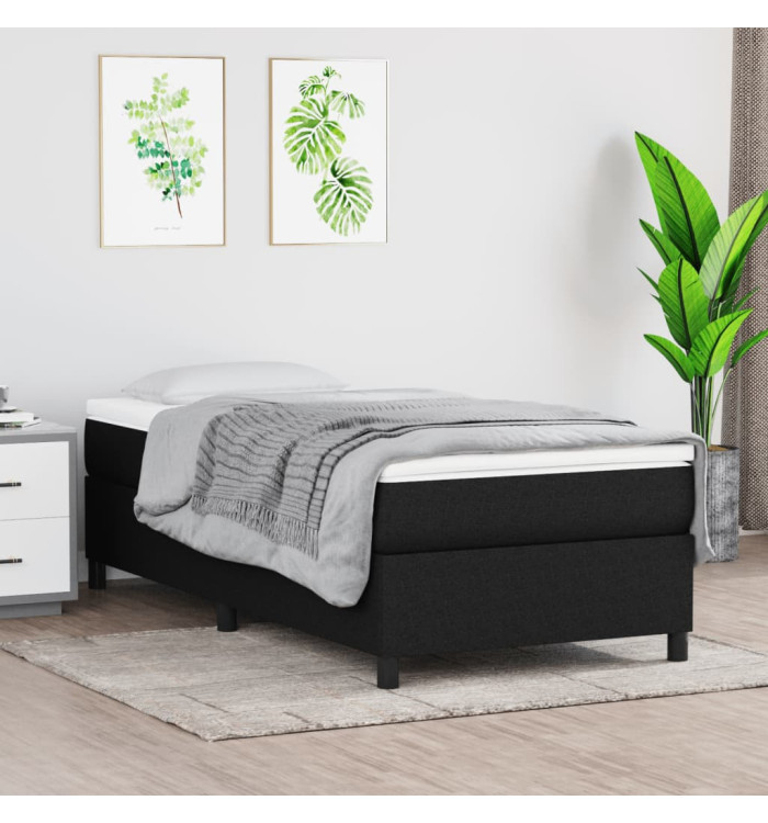 Cadre de lit sans matelas noir 90x190 cm tissu | Mobilier & Déco