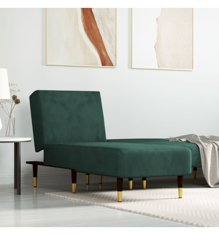 Chaise longue vert foncé velours | Mobilier & Déco