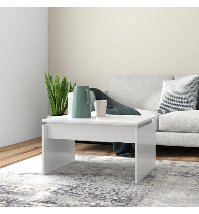 Table basse blanc 68x50x38 cm bois d'ingénierie | Mobilier & Déco