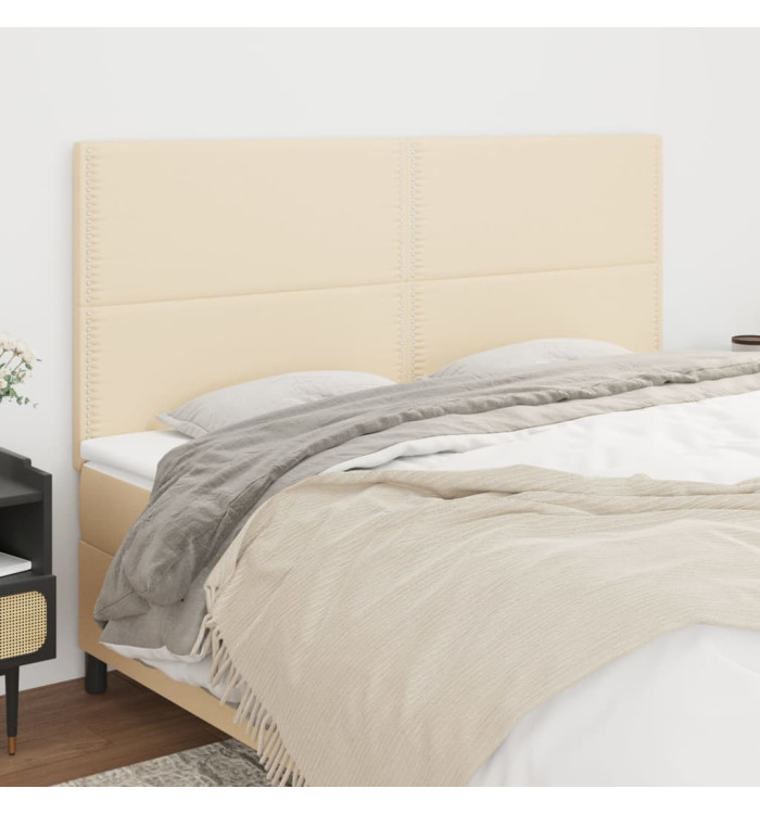 Têtes de lit 4 pcs Crème 100x5x78/88 cm Tissu | Mobilier & Déco