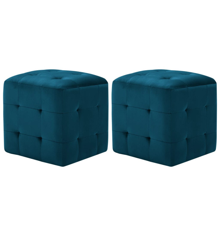 2 pcs Poufs Bleu 30 x 30 x 30 cm Tissu velours | Mobilier & Déco