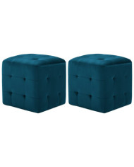 2 pcs Poufs Bleu 30 x 30 x 30 cm Tissu velours | Mobilier & Déco