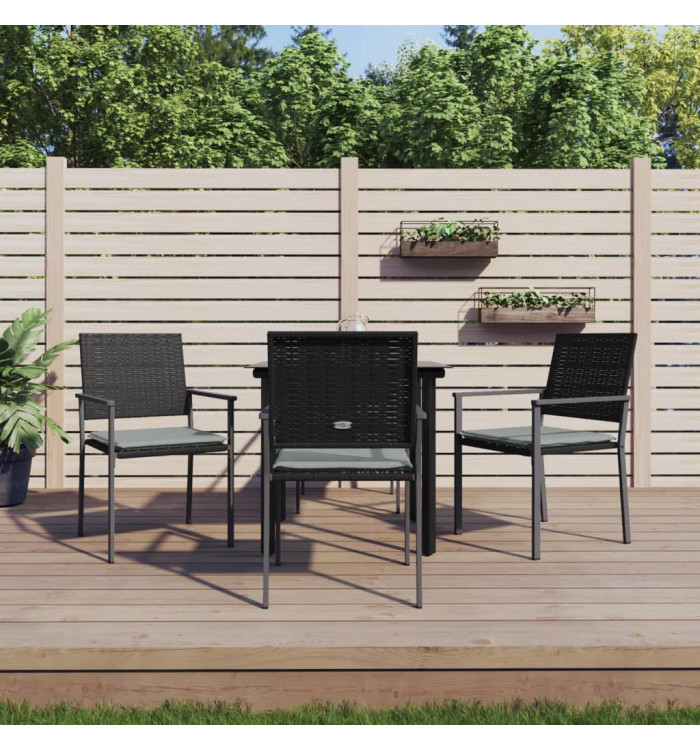Ensemble à manger de jardin 5 pcs coussins résine tressée acier | Mobilier & Déco