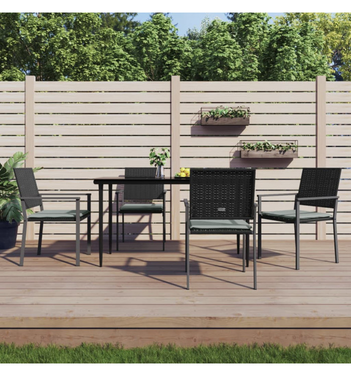 Ensemble à manger de jardin 5 pcs coussins résine tressée acier | Mobilier & Déco
