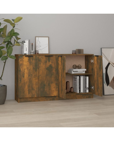 Buffets 2 pcs Chêne fumé 60x30x70 cm Bois d'ingénierie | Mobilier & Déco