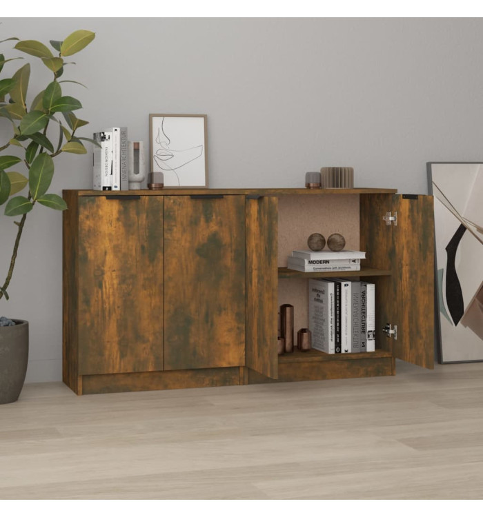 Buffets 2 pcs Chêne fumé 60x30x70 cm Bois d'ingénierie | Mobilier & Déco
