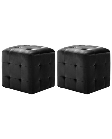 2 pcs Poufs Noir 30 x 30 x 30 cm Tissu velours | Mobilier & Déco