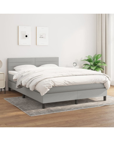 Sommier à lattes de lit avec matelas Gris clair 140x200cm Tissu | Mobilier & Déco
