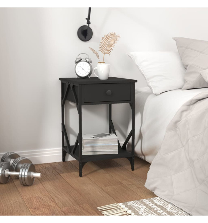 Table de chevet noir 40x42x60 cm bois d’ingénierie | Mobilier & Déco
