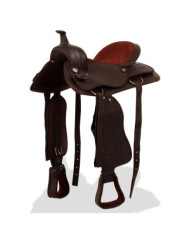 Selle, bridon et col de poitrine Cuir véritable 16 po Marron | Mobilier & Déco
