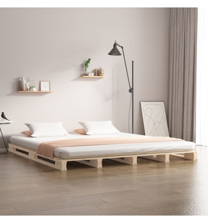 Lit de palette 140x190 cm bois de pin massif | Mobilier & Déco