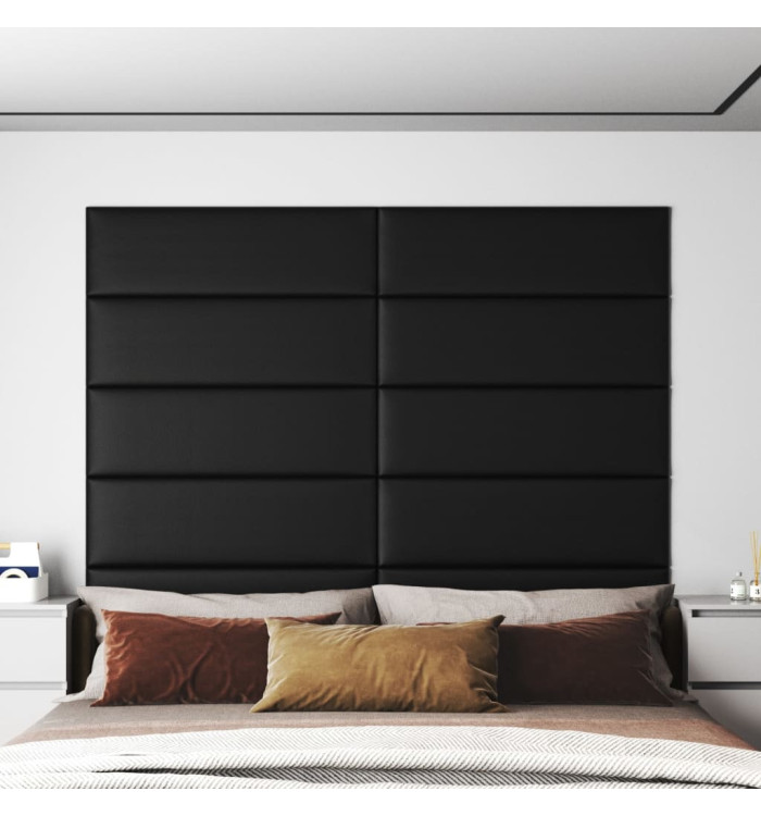 Panneaux muraux 12 pcs Noir 90x30 cm Similicuir 3,24 m² | Mobilier & Déco