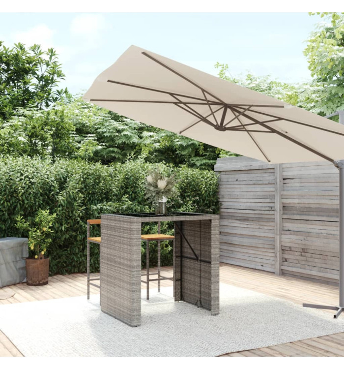 Table de bar et dessus en verre gris 105x80x110 cm poly rotin | Mobilier & Déco