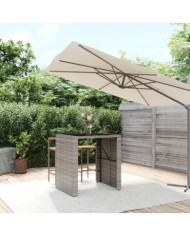 Table de bar et dessus en verre gris 105x80x110 cm poly rotin | Mobilier & Déco