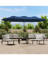 Parasol de jardin à double tête avec LED bleu azuré 449x245 cm | Mobilier & Déco
