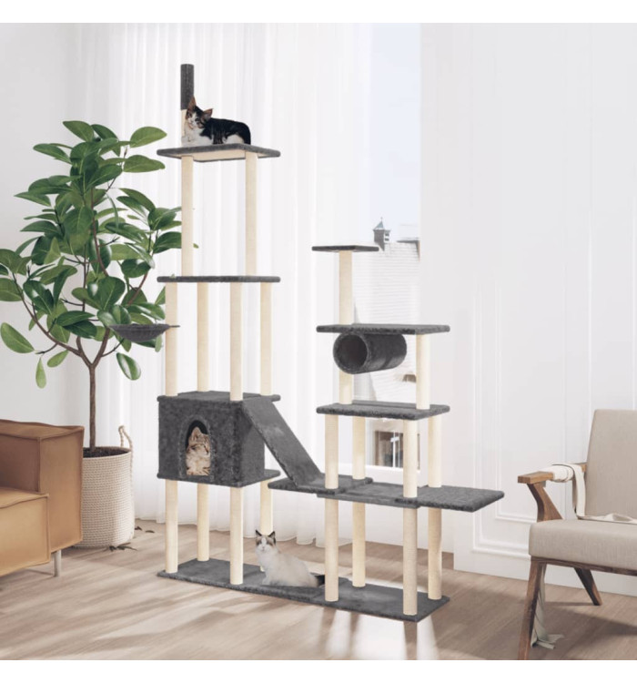 Arbre à chat avec griffoirs en sisal Gris foncé 279 cm | Mobilier & Déco