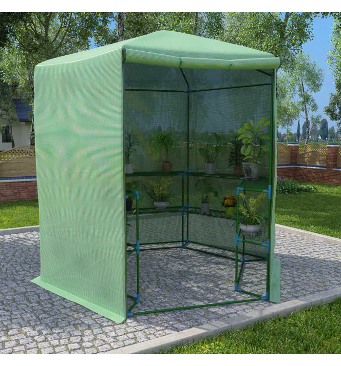 Serre avec étagères Acier 227x223 cm | Mobilier & Déco