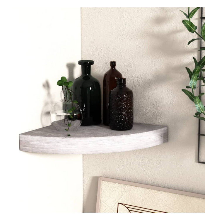 Étagère d'angle murale Gris béton 35x35x3,8 cm MDF | Mobilier & Déco