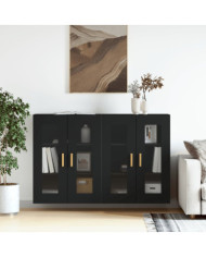 Armoires murales 2 pcs noir bois d'ingénierie | Mobilier & Déco