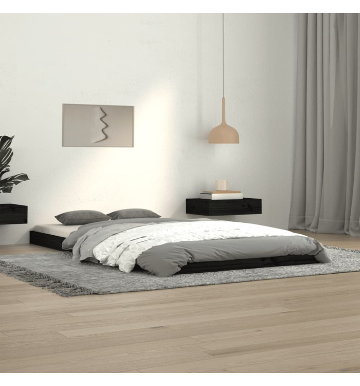 Cadre de lit sans matelas noir 100x200 cm bois massif de pin | Mobilier & Déco