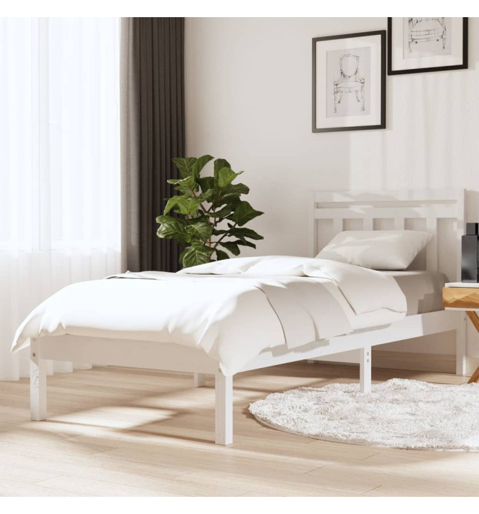 Cadre de lit sans matelas blanc bois massif 90x200 cm | Mobilier & Déco