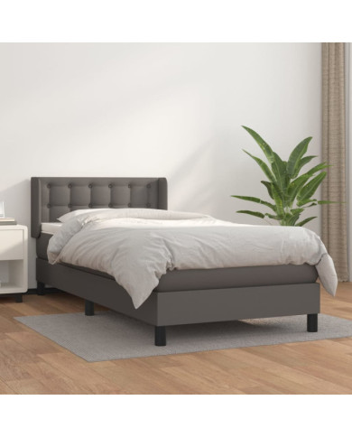 Sommier à lattes de lit avec matelas Gris 90x190 cm Similicuir | Mobilier & Déco