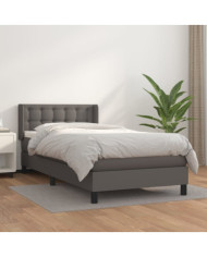 Sommier à lattes de lit avec matelas Gris 90x190 cm Similicuir | Mobilier & Déco