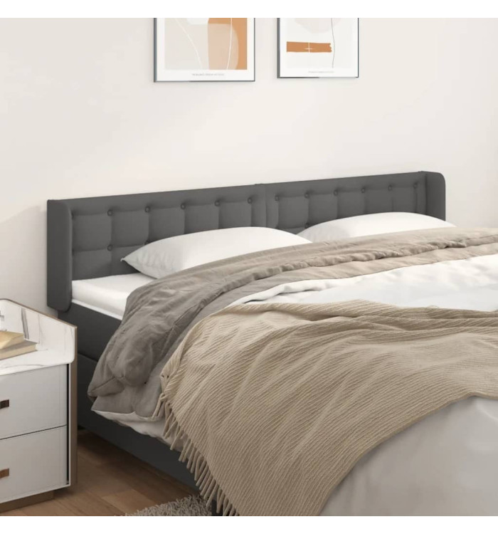 Tête de lit avec oreilles Gris 203x16x78/88 cm Similicuir | Mobilier & Déco