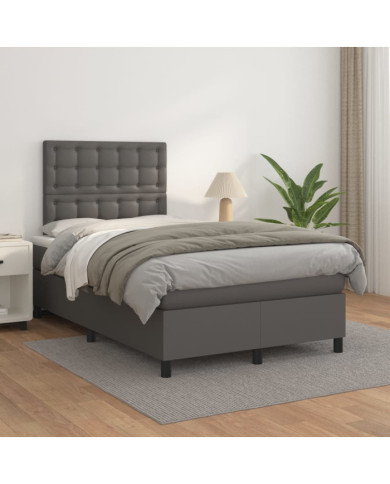 Sommier à lattes de lit avec matelas Gris 120x200 cm Similicuir | Mobilier & Déco