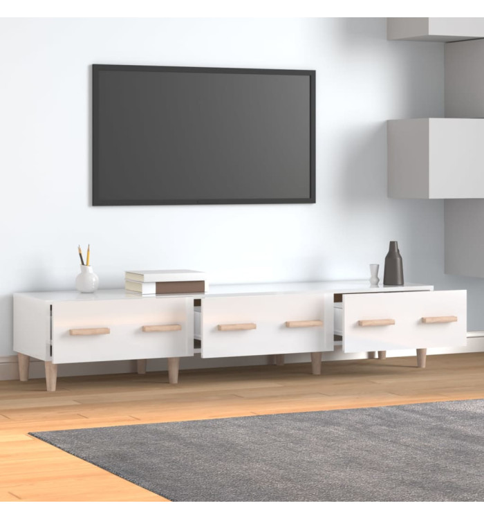 Meuble TV Blanc brillant 150x34,5x30 cm Bois d'ingénierie | Mobilier & Déco