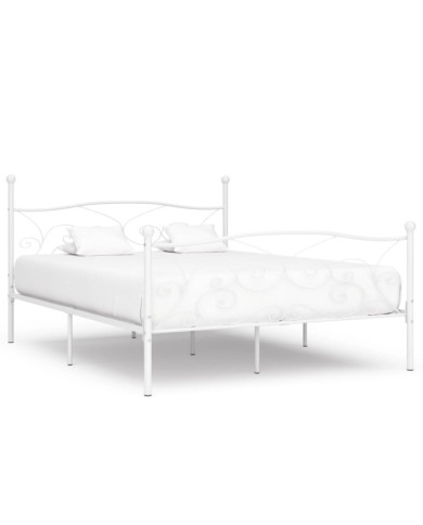 Cadre de lit et sommier à lattes Blanc Métal 180 x 200 cm | Mobilier & Déco