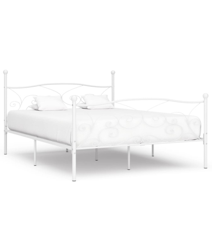 Cadre de lit et sommier à lattes Blanc Métal 180 x 200 cm | Mobilier & Déco