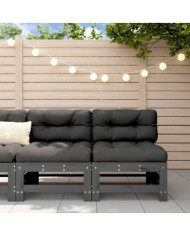Canapés centraux avec coussins 2 pcs gris bois de pin massif | Mobilier & Déco