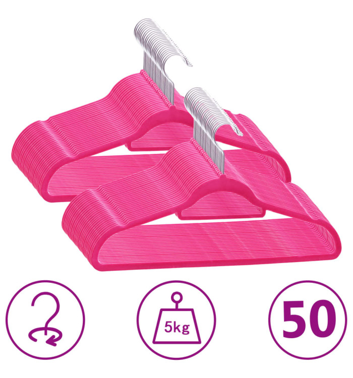 Cintres antidérapants 50 pcs Rose Velours | Mobilier & Déco