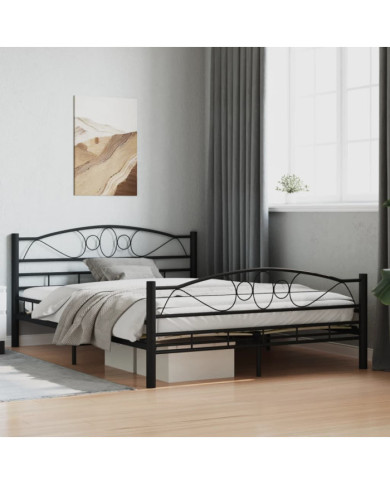 Cadre de lit sans matelas noir acier 140x200 cm | Mobilier & Déco