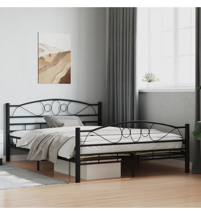 Cadre de lit sans matelas noir acier 140x200 cm | Mobilier & Déco