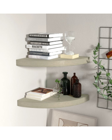 Étagères d'angle flottantes 2 pcs chêne 35x35x3,8 cm MDF | Mobilier & Déco