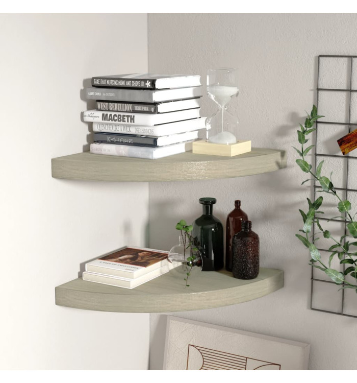 Étagères d'angle flottantes 2 pcs chêne 35x35x3,8 cm MDF | Mobilier & Déco