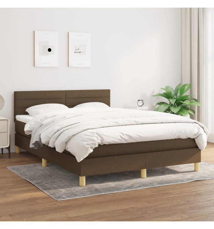 Sommier à lattes de lit avec matelas Marron foncé 140x190 cm | Mobilier & Déco