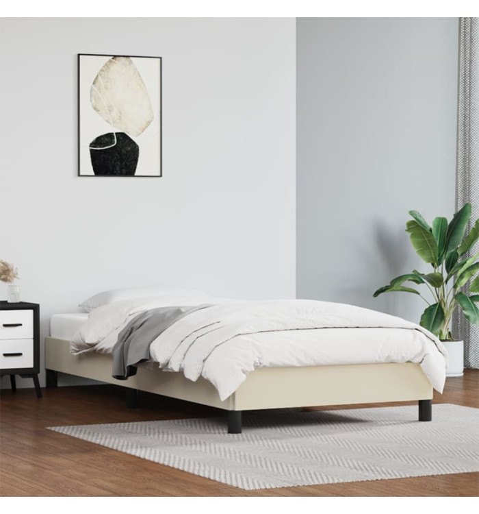 Cadre de lit sans matelas crème 100x200 cm similicuir | Mobilier & Déco