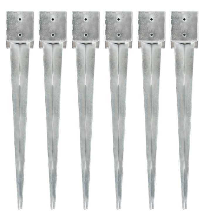 Piquets au sol 6 pcs Argenté 12x12x89 cm Acier galvanisé | Mobilier & Déco