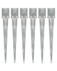 Piquets au sol 6 pcs Argenté 12x12x89 cm Acier galvanisé | Mobilier & Déco