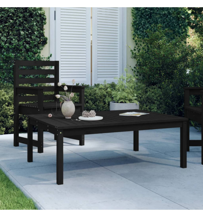 Table de jardin noir 121x82,5x45 cm bois massif de pin | Mobilier & Déco